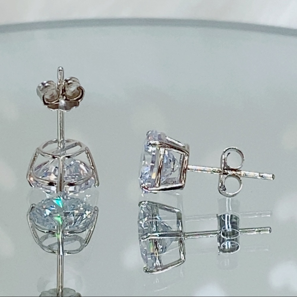 14k white gold diamond 2 CT stud earrings gift box - Picture 4 of 12